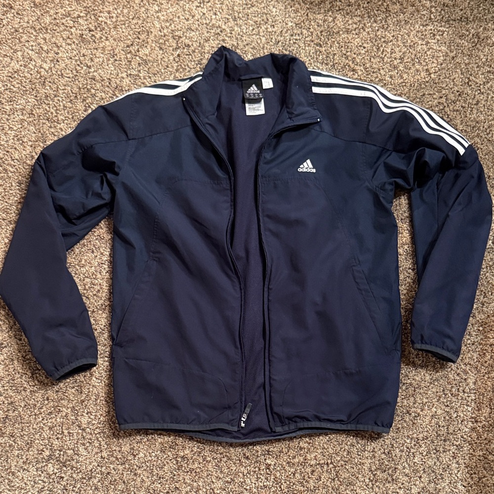Adidas Men's Dark Blue Windbreaker Jacket